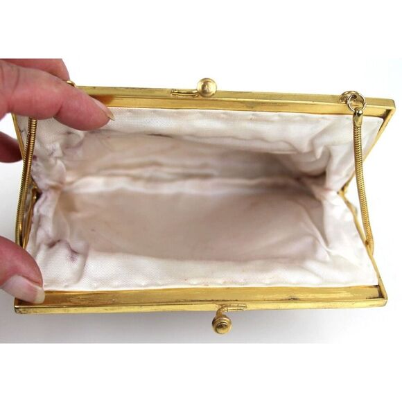 VTG Handmade MULTICOLOR FLORAL PETIT NEEDLEPOINT FRAME KISS LOCK SMALL PURSE - Picture 13 of 14